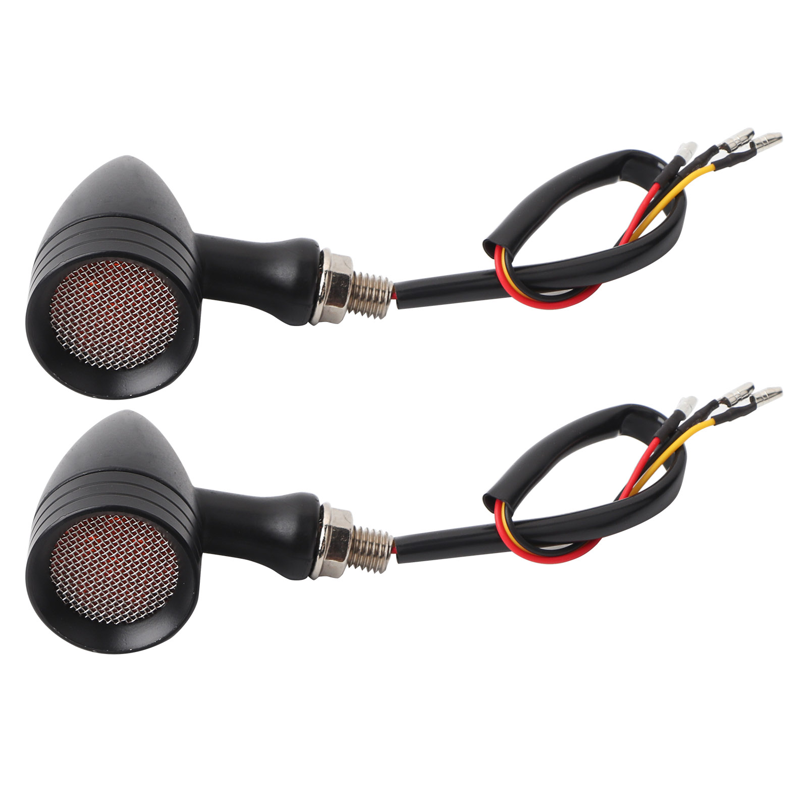 Universelle Retro-led-rückleuchten Für Motorräder, Schwarze Metallblinker Mit Gelber Linse, Integriertes Bremslicht Und Blinker.