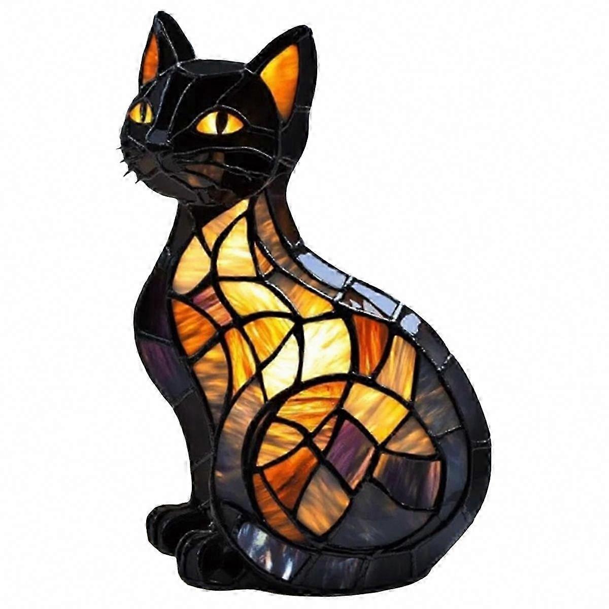 Led-katzen-stehlampe Aus Getöntem Glas, Retro-3d-nachtlicht Aus Kunstharz, Hochwertige Schreibtischbeleuchtung Für Haustiere