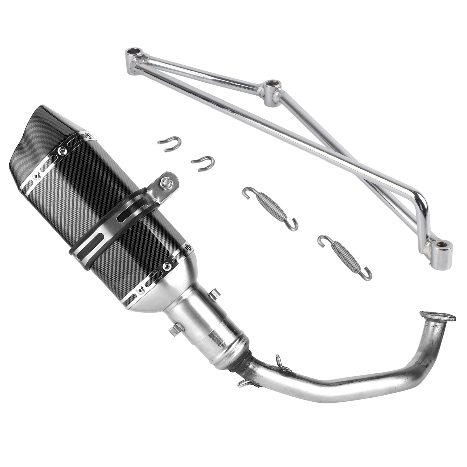 Komplettes Auspuffset Inklusive Krümmer Und Abnehmbarem Carbonfaser-schalldämpfer, Kompatibel Mit Gy6 125