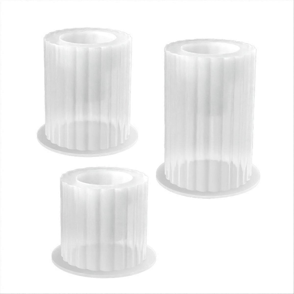 Set Mit 3 Zylindrischen, Gestreiften Formen Für Kerzenhalter, Flexibles Silikon Für Zement Und Harz
