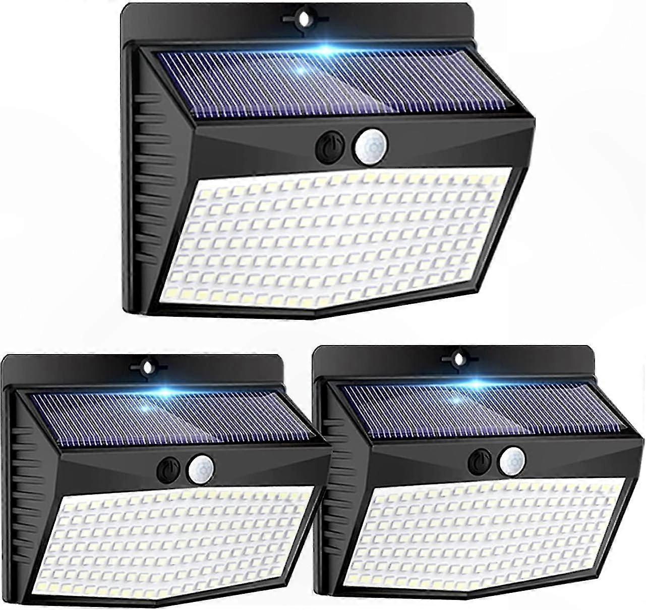Solarbetriebene Straßenleuchte Für Den Außenbereich Mit Bewegungsmelder – Set Mit 3 Wasserdichten, Kabellosen Led-strahlern (138 Leds), 3 Modi Für Garten- Und Hofbeleuchtung