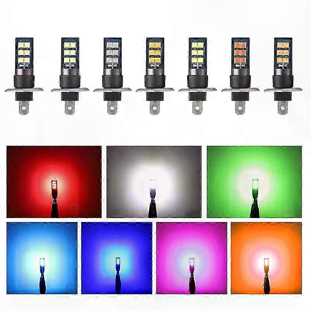 H1 H3 880 Led-autoscheinwerfer, 3030 12smd Ultrahelle Lampe, 7 Farben, 12 V, Abblendlicht/nebelscheinwerfer, Fahrzeugkompatibel, Auto-kit