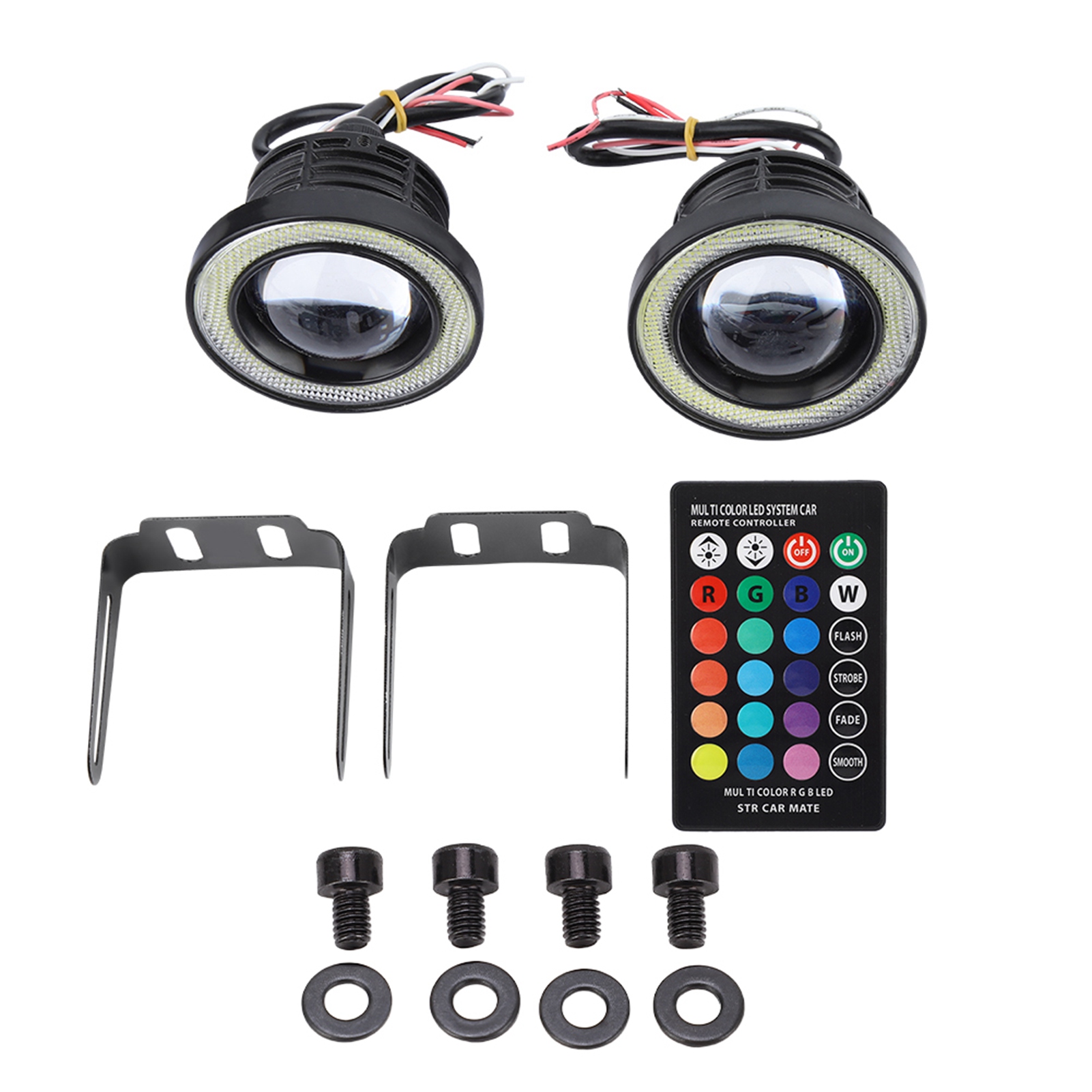 30-w-rgb-cob-led-nebelscheinwerfer (3,5 Zoll) Mit Halo-angel-eye-ring, Superhelle Lampe, Inklusive Fernbedienung
