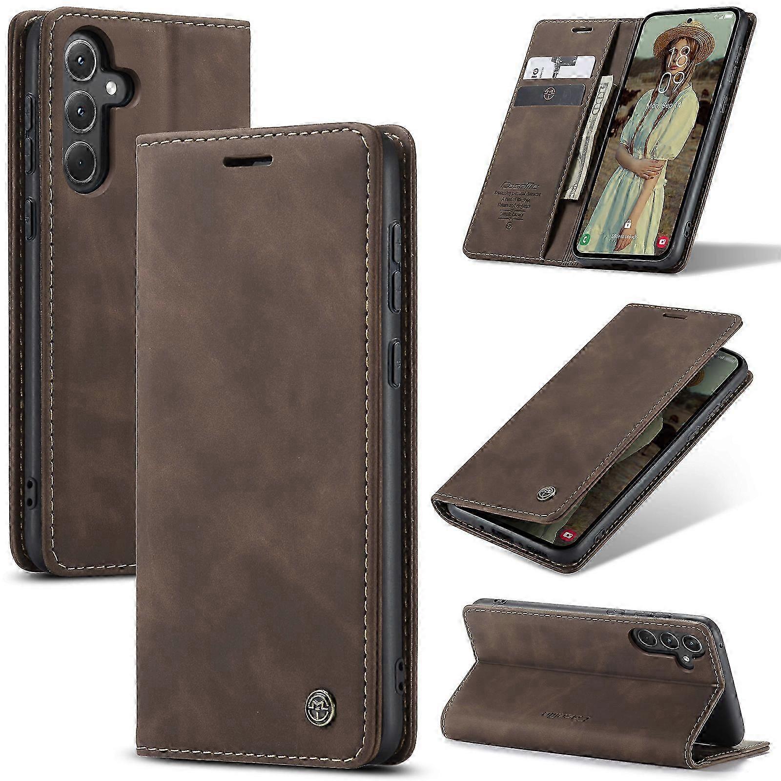 Lederhülle Für Samsung Galaxy A36 5g Mit Kartenhalter Und Ständer – Hochwertige Hartschalen-hülle, Verstärkter Schutz, Elegante Verarbeitung, Für Den Täglichen Gebrauch