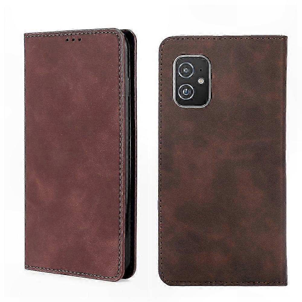 Magnetische Klapphülle Aus Leder Für Zenfone 8, Oberfläche In Lederoptik, Schutzhülle Mit Magnetverschluss, Soft-touch-design