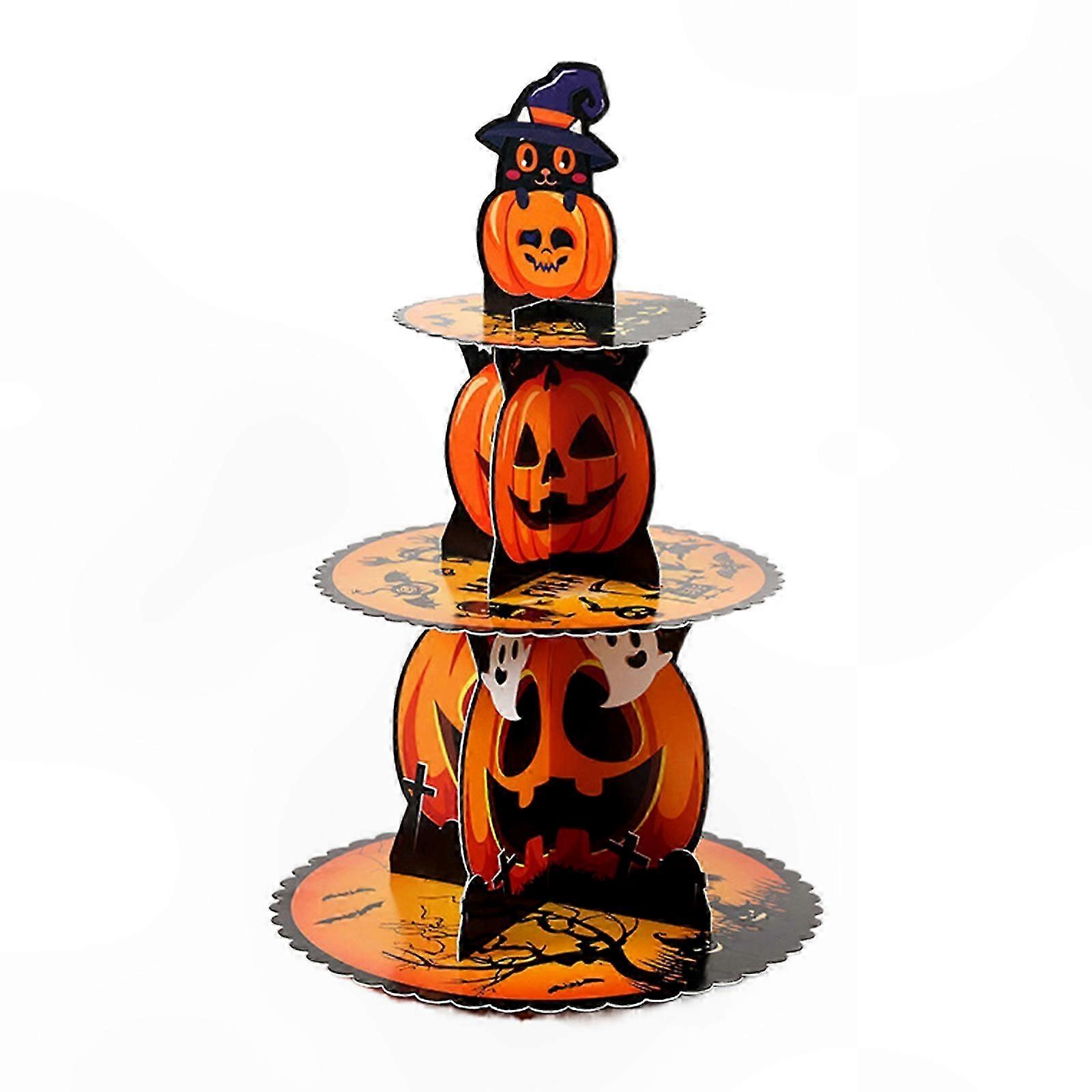 Halloween-etagen-kuchenständer Für Backbegeisterte: Eleganter, Mehrstöckiger Dessert-präsentationsständer Für Naschkatzen