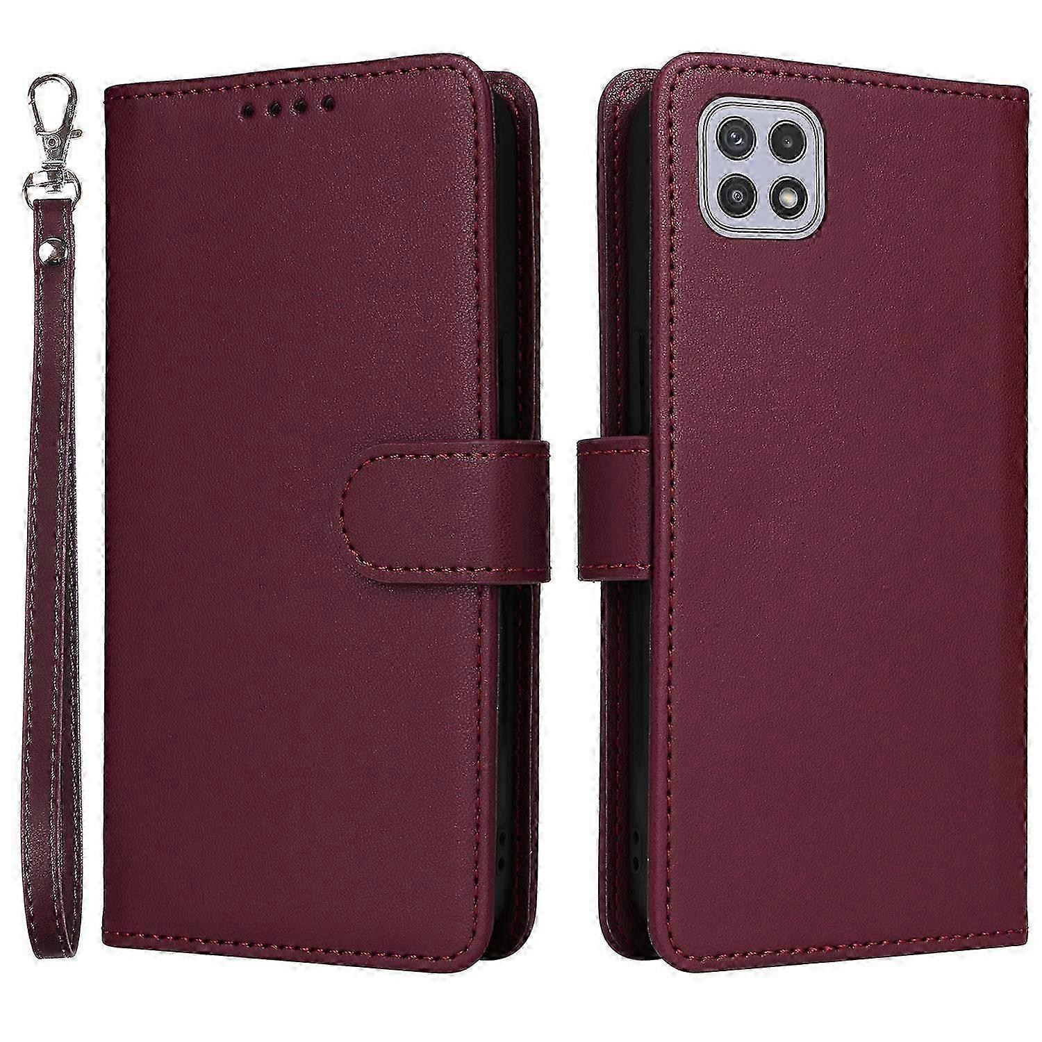 Galaxy A22 5g Magnetische Pu-lederhülle Mit Abnehmbarem Trageband – Robuste Und Elegante Handyhülle Mit Klappverschluss, Inklusive Praktischem Trageband