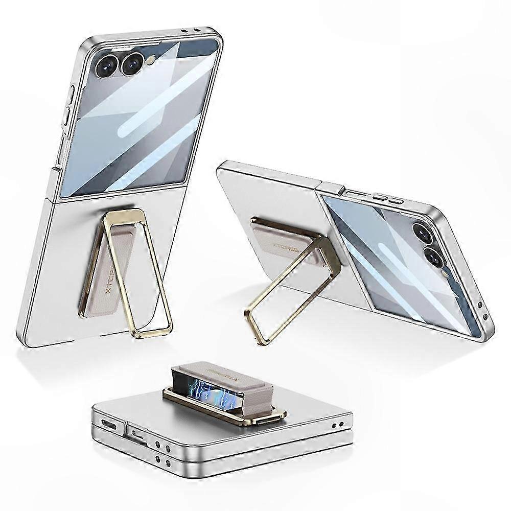 Galaxy Z Flip7 5g Hülle Mit Ständer, Ultradünnem Gehärtetem Glas Und Pc-abdeckung, Robuster Schutz Für Faltbare Smartphones