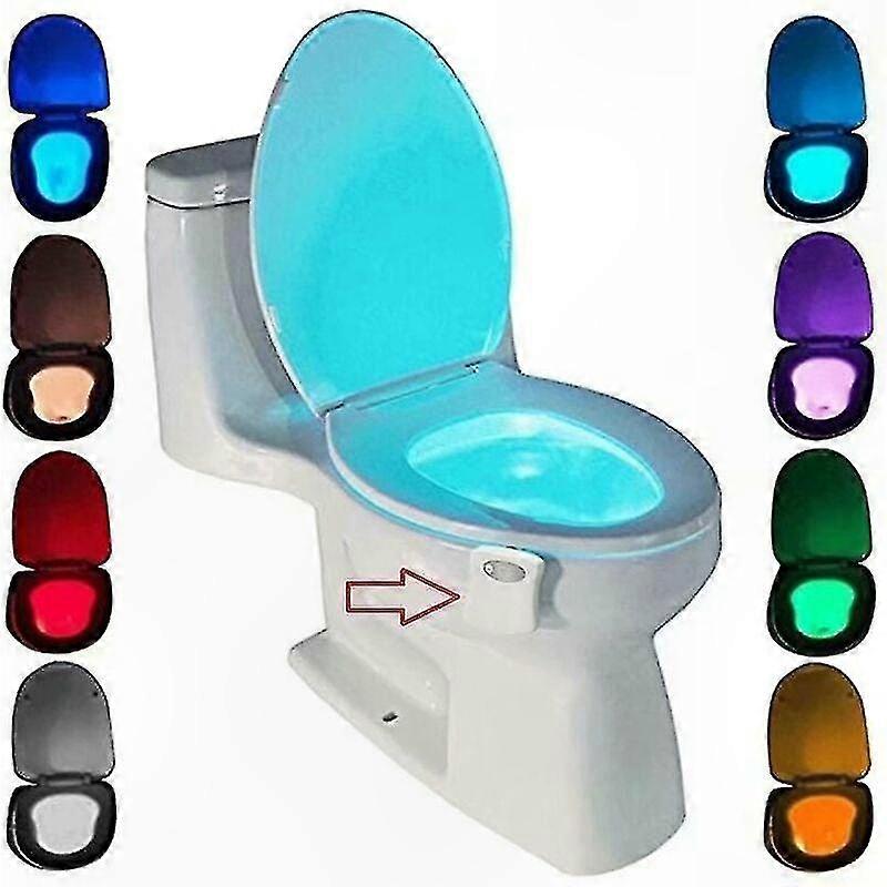 Led-nachtlicht Für Toilette Mit Bewegungsmelder, Badezimmerbeleuchtung Mit 8 Wechselnden Farben (nachtaktivierung)