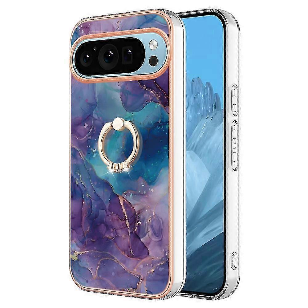 Doppelseitig Galvanisiertes Marmor-handycase Mit Ringständer Für Besseren Halt Und Eleganz.