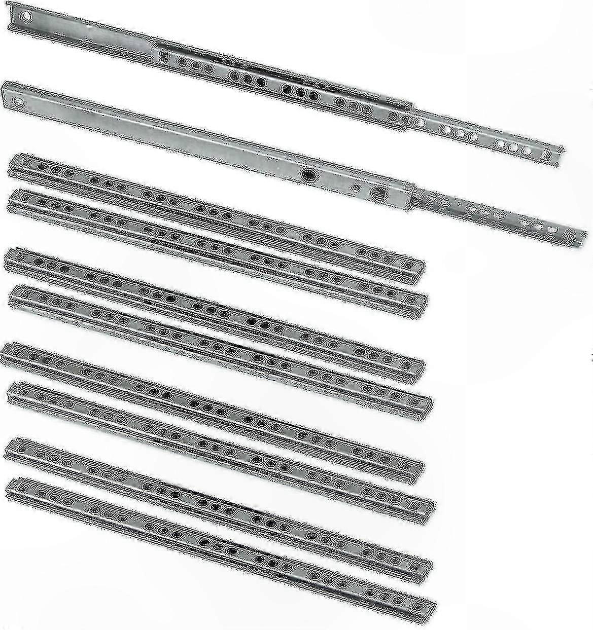 10 Verzinkte Stahlschubladenschienen, 17 X 278 Mm, Kugelgelagerte Schienen Für Möbel Und Schränke, 10er-packung