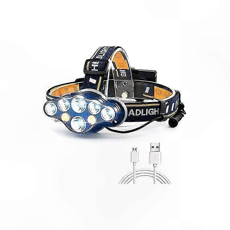 Extrem Helle Led-stirnlampe Mit 12.000 Lumen, 8 Leuchtmodi, Usb-aufladbar, Wasserdicht, Mit Roter Kontrollleuchte Und Usb-kabel, Ideal Für Camping Und Arbeit