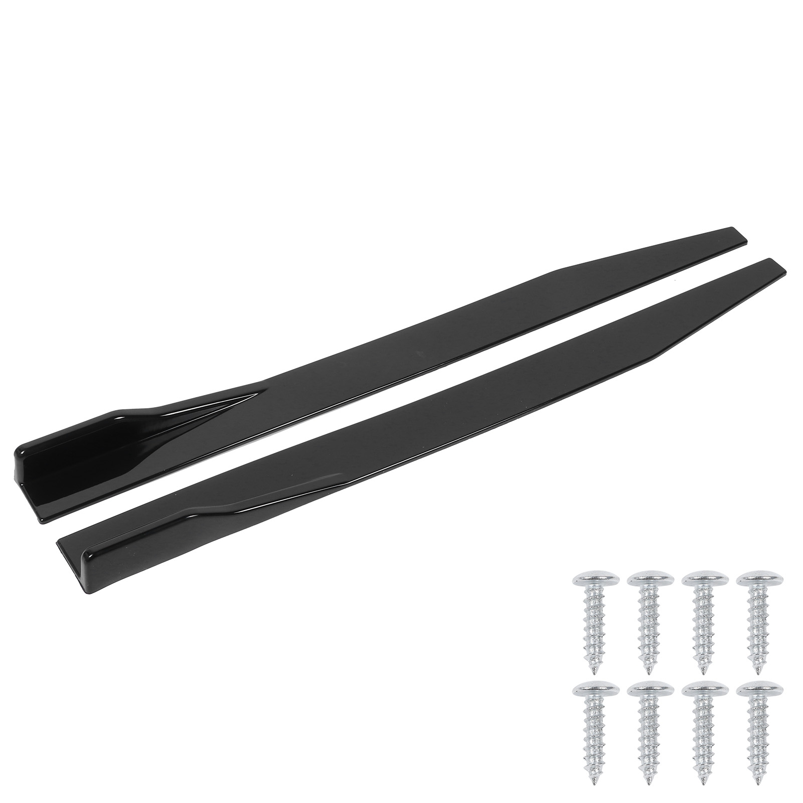 Satz Von 120 Cm Universellem Frontdiffusor In Hochglanzschwarz, 2-teiliger Seitenspoiler Für Autos.