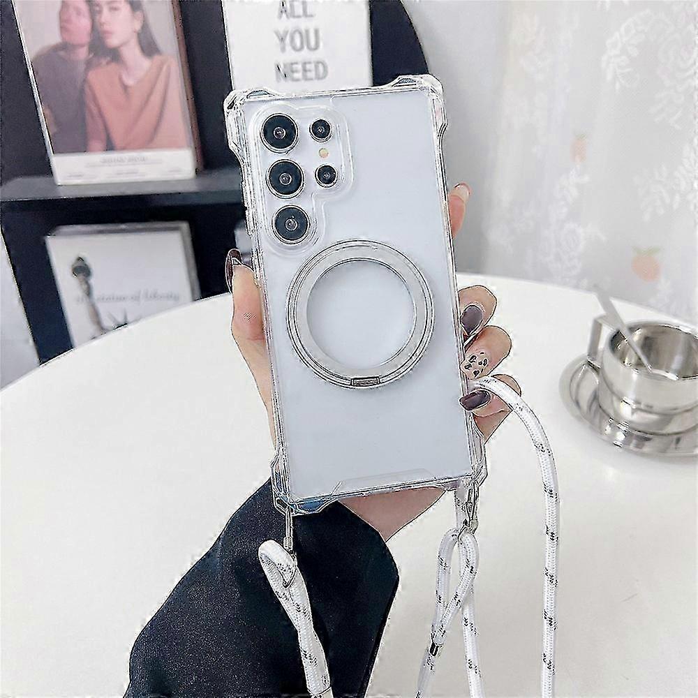 Magnetische Hülle Mit Ring Und Ausklappbarem Ständer Für Galaxy S25 Ultra, Tpu- Und Pc-schutzhülle, Inklusive Sicherheitsband, Robuster Smartphone-schutz