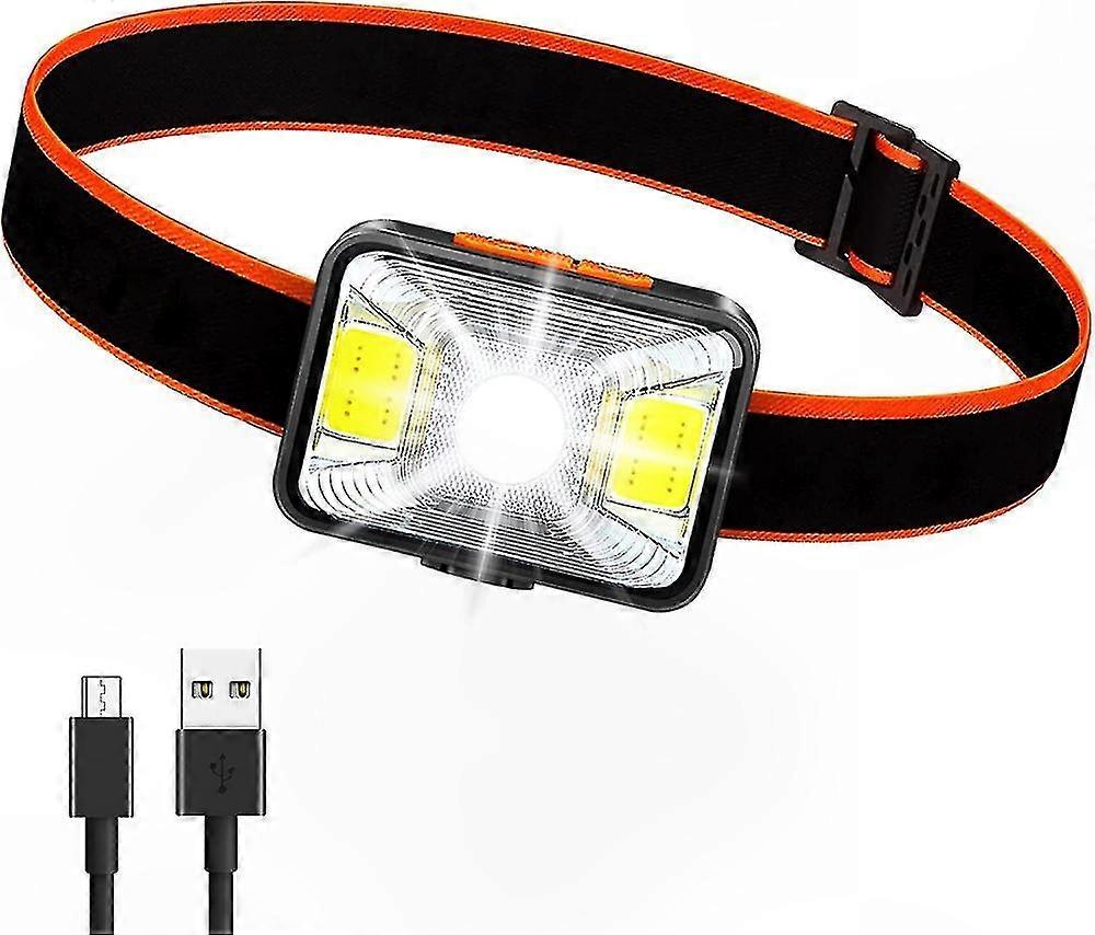 Wiederaufladbare Led-stirnlampe, 1000-mah-akku, Wasserdicht (ipx5), Cob-lampe, 1800 Lux Superhell, 5 Leuchtmodi, Leistungsstarke Stirnlampe