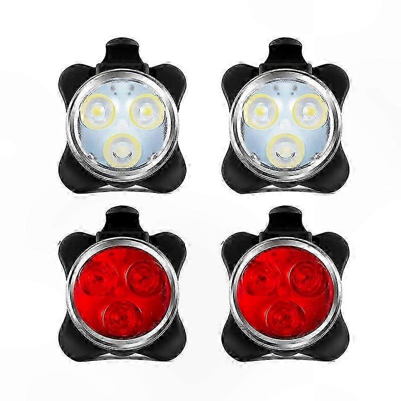 Usb-wiederaufladbares Led-fahrradlicht-set Für Vorne Und Hinten, 4er-set Für Mehr Sicherheit Beim Radfahren In Der Nacht, Gut Sichtbare, Wasserdichte Fahrradlichter