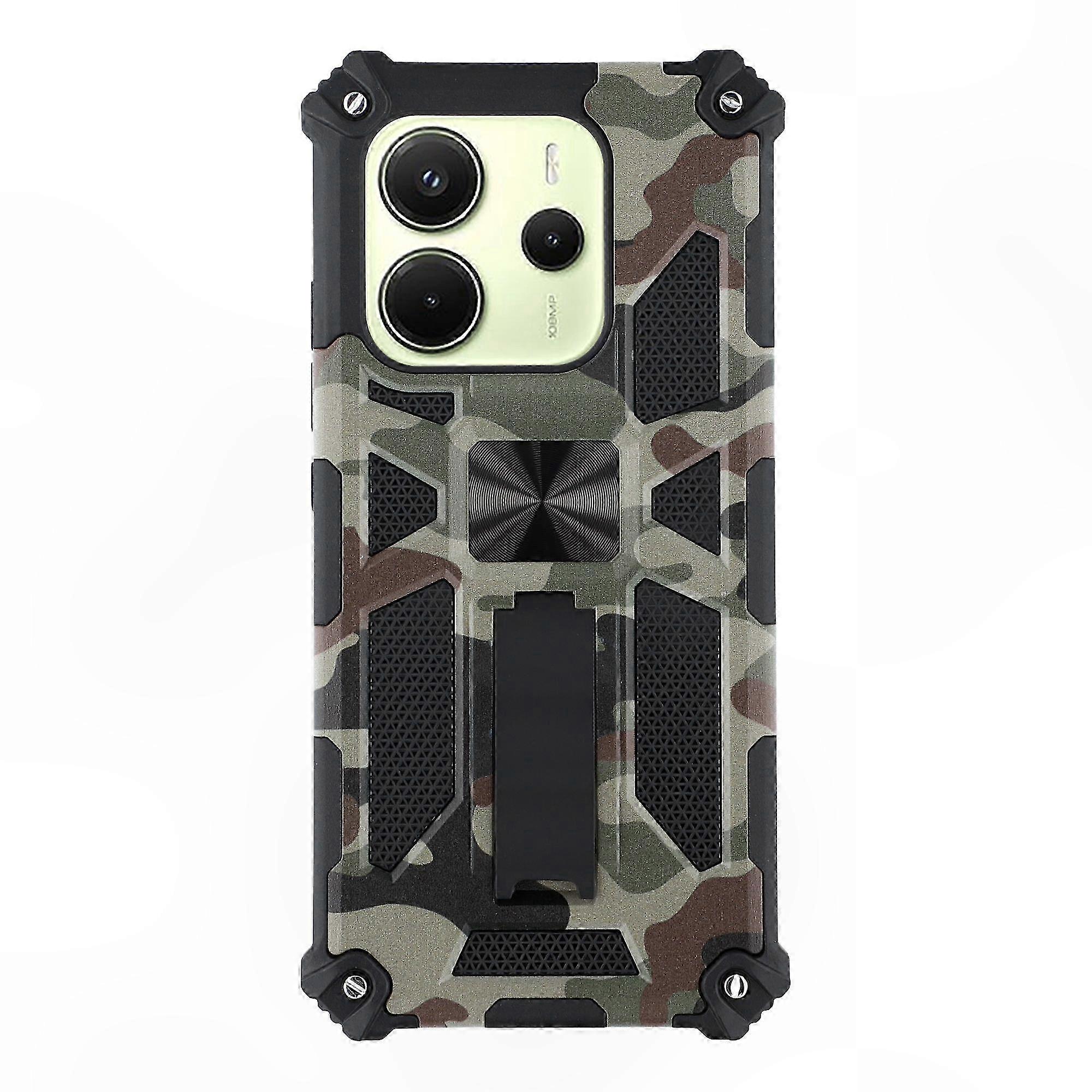 Tarnfarbene Militärhülle Mit Ständer Für 163,25 Mm Smartphones, Armeegrüne Pc+tpu-hybridhülle, Verstärkter Und Rutschfester Schutz.