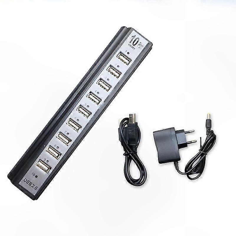 10-port-usb-2.0-hub Mit Stromversorgung, Netzteil Und Kabel Für Hochgeschwindigkeits-datenübertragung