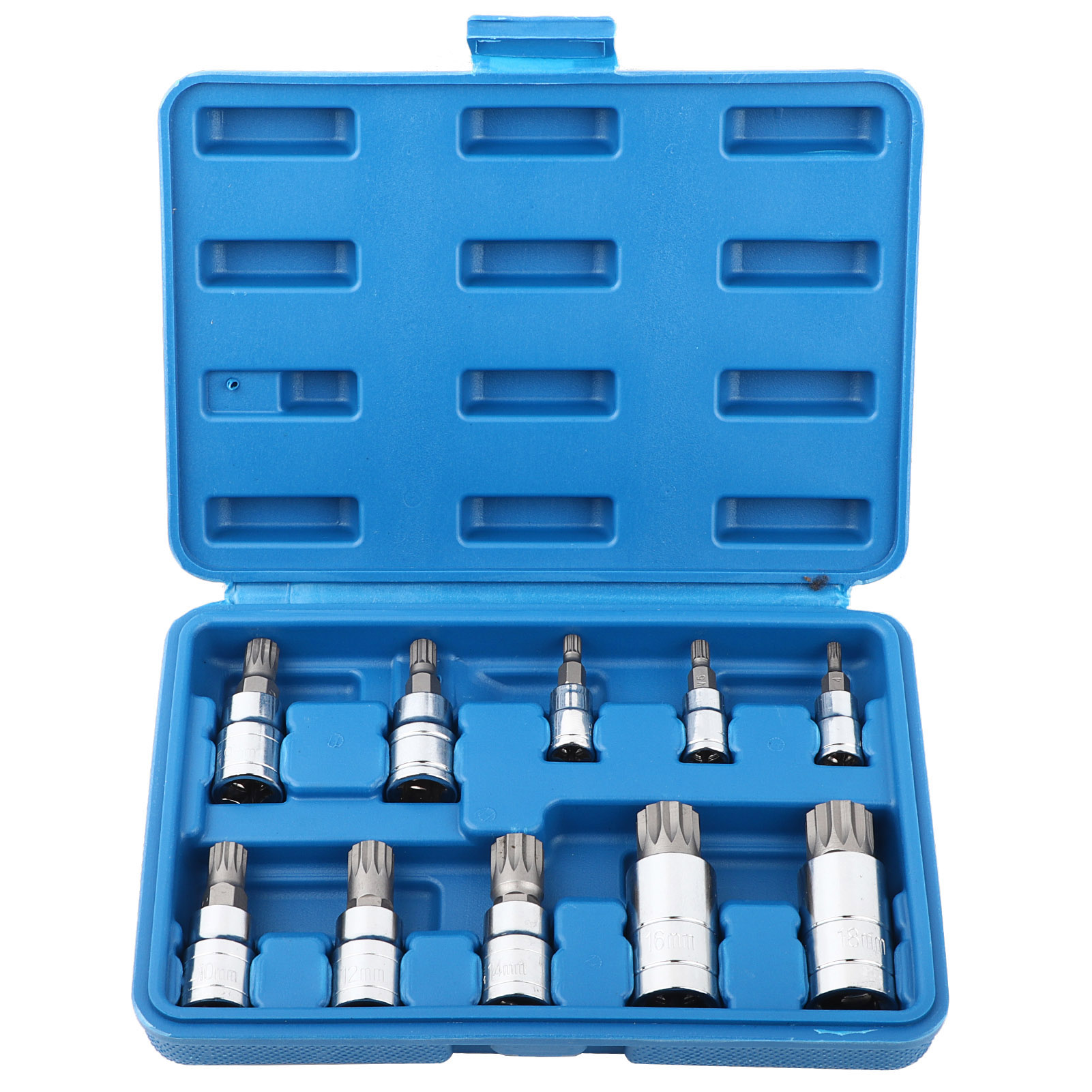 Satz Mit 10 Dreifachen Vierkant-12-punkt-steckschlüsseleinsätzen M4-m18, 1/4", 3/8", 1/2"-antrieb Für Reparaturen.