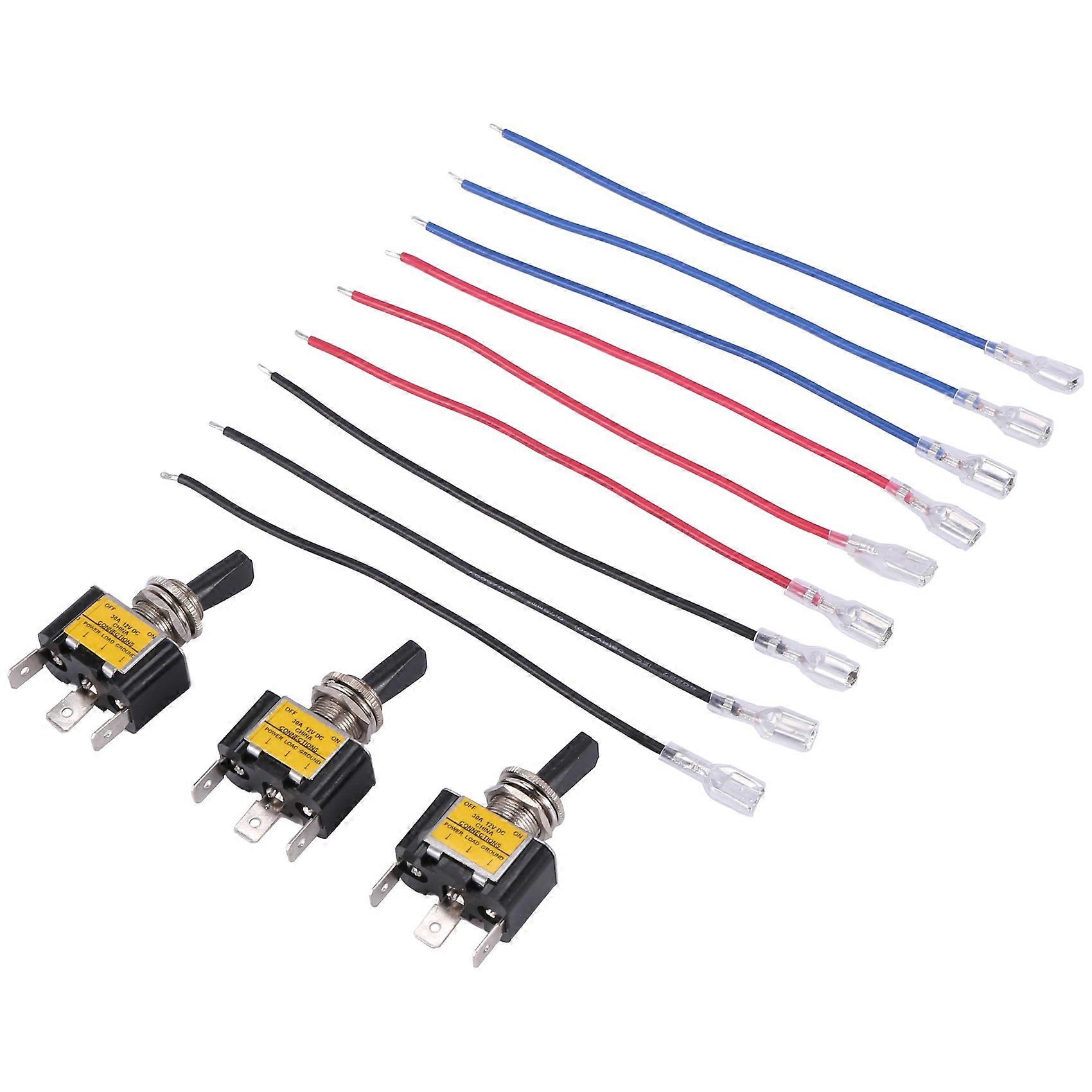 3-poliger Blauer Led-kippschalter (12 V) Für Boot, Auto, Wohnmobil – 3er-pack Marine-schalter Mit Kontrollleuchte, Einfache Verkabelung, Ideal Für Das Armaturenbrett