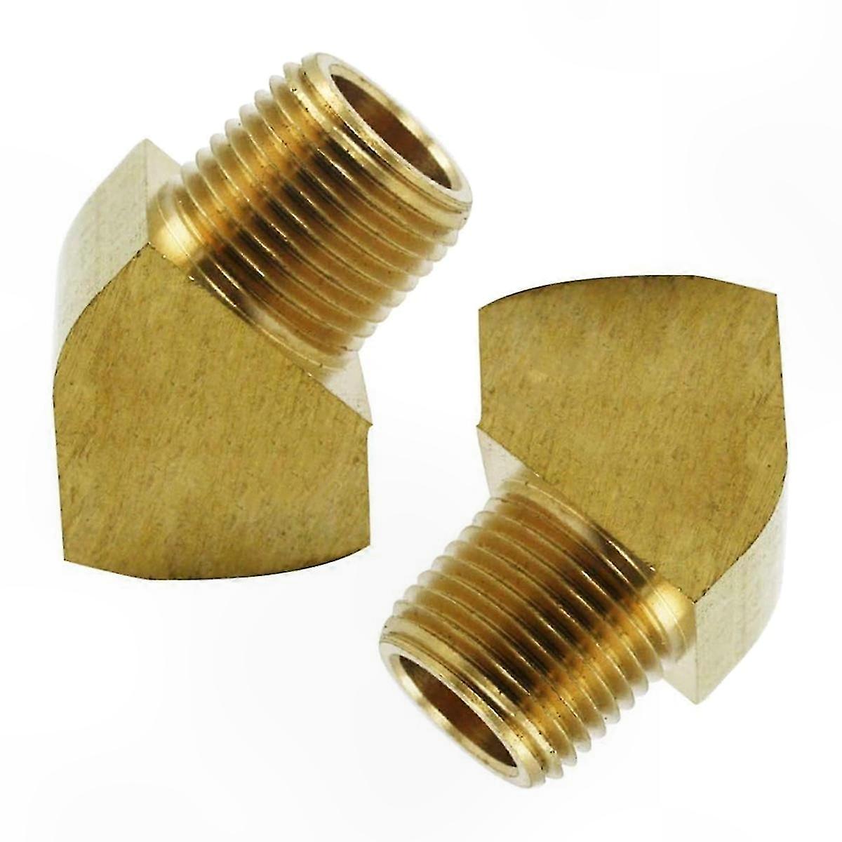 Messing-rohrverschraubung, 45°-winkelstück (außen-innengewinde), 1/8" Npt, 2er-packung, Abgewinkelte Sanitärverschraubung, Hochbelastbarer Gewindeverbinder, 45-grad-winkel Für Beengte Platzverhältniss