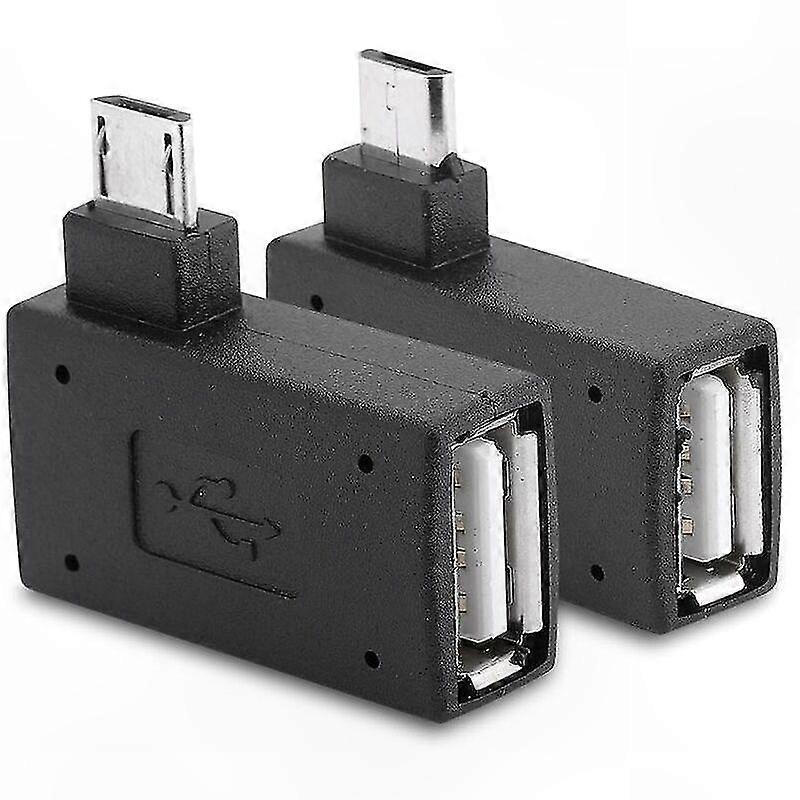 90° Rechtwinkliger Micro-usb-2.0-otg-adapter, Stecker Auf Buchse, 2er-pack, Für Kabel Und Peripheriegeräte.