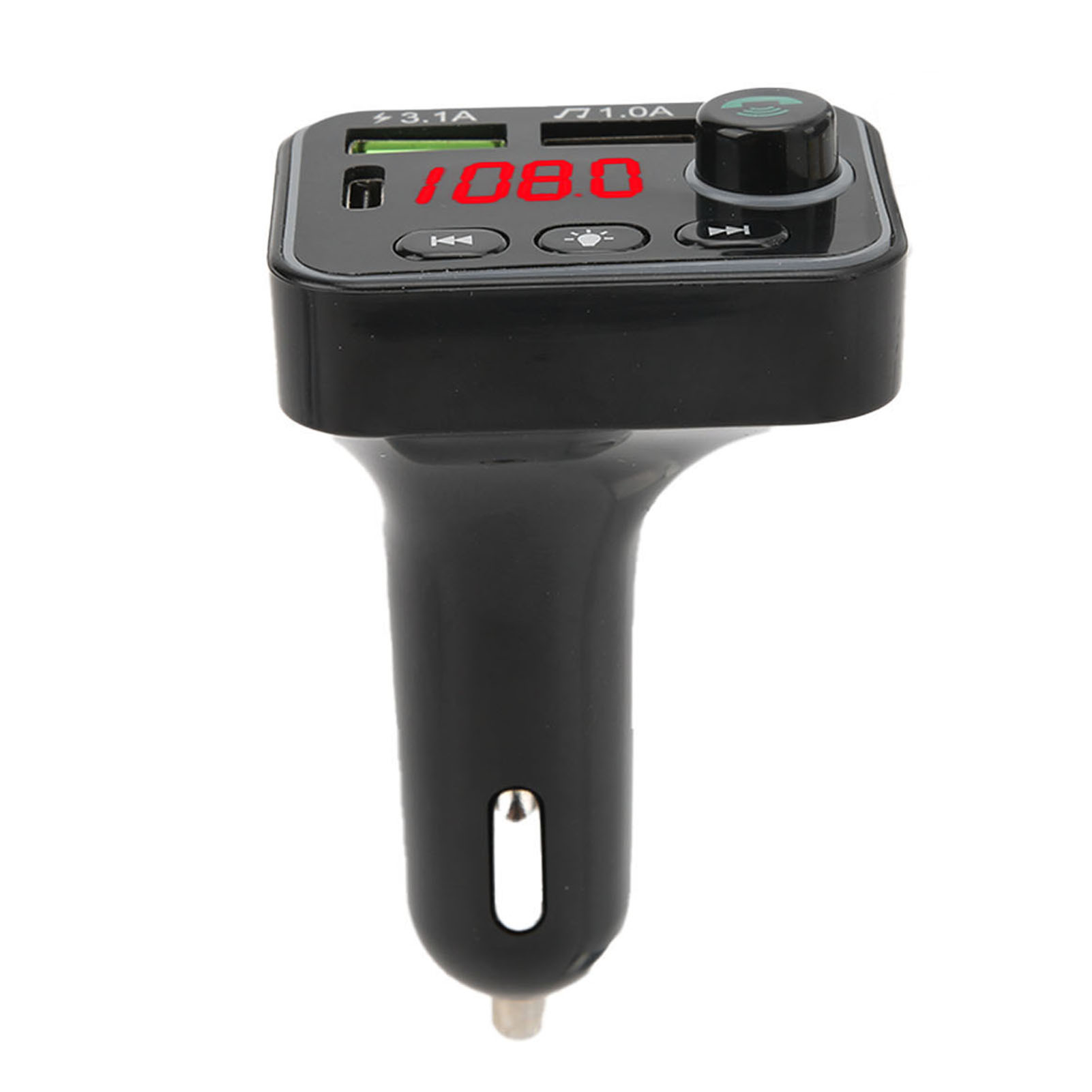 Bluetooth 5.0 Fm-transmitter Mit Mp3-player, Handy-ladegerät, Batteriespannungserkennung Und Farbiger Umgebungsbeleuchtung