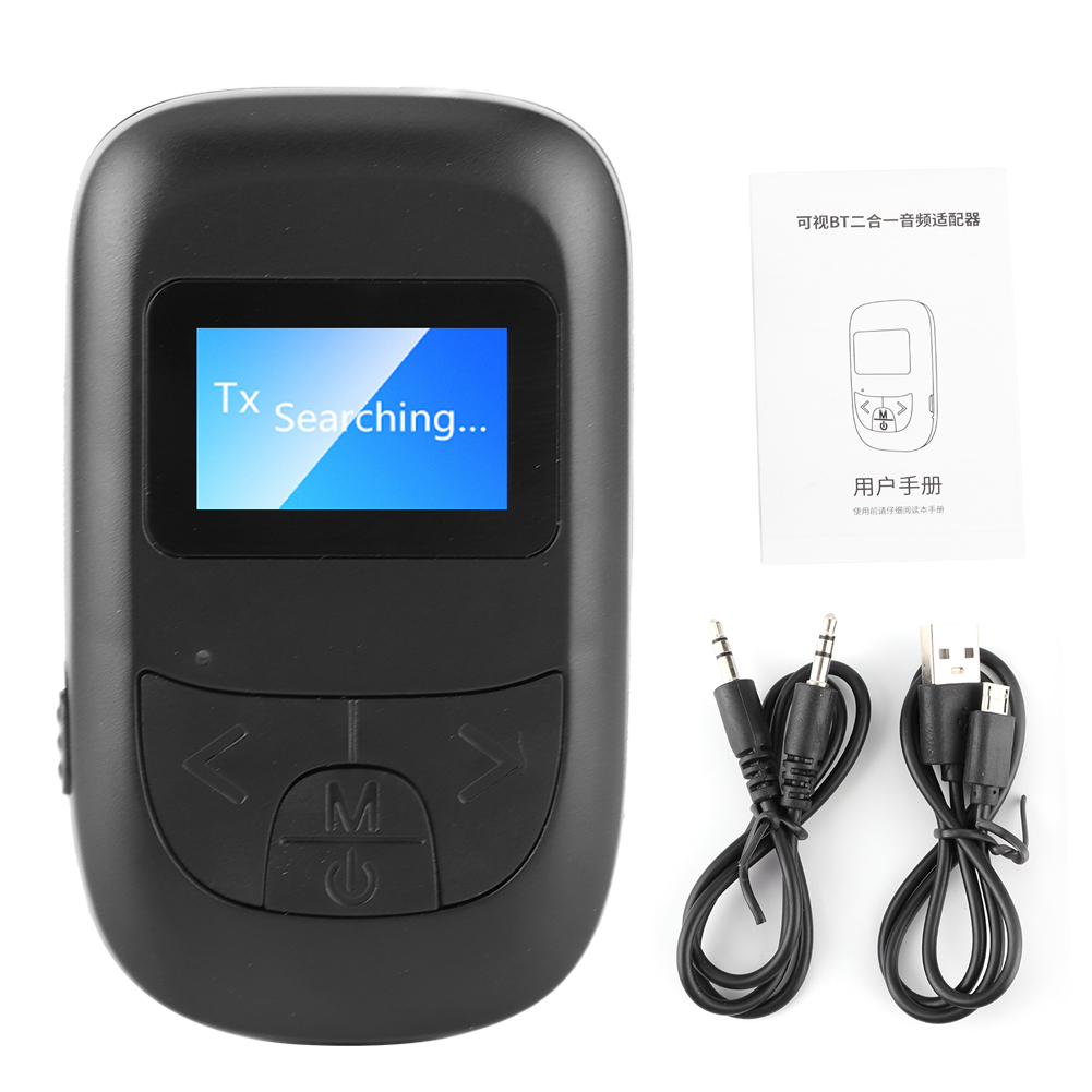 Bluetooth 5.0 Audio-adapter, Drahtloser Sender/empfänger Für Pc, Autolautsprecher, 3,5-mm-anschluss Mit Lcd-bildschirm