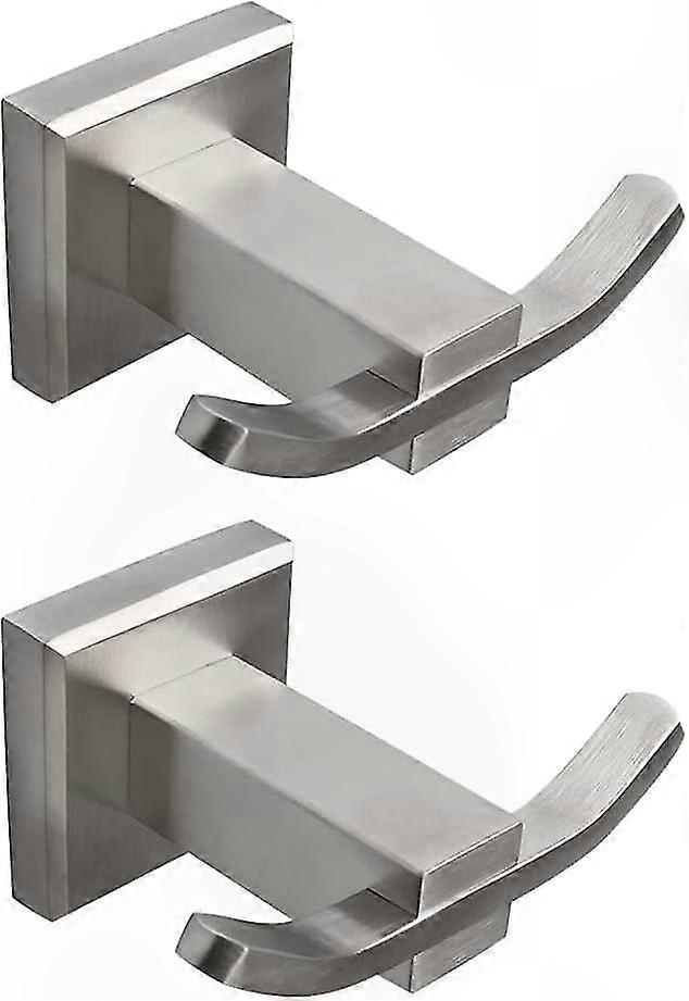 Doppelte Wandhaken Für Handtücher Und Bademäntel, Gebürsteter Edelstahl Sus 304, 2er-set Badezimmeraccessoires, Stabile Wandmontage