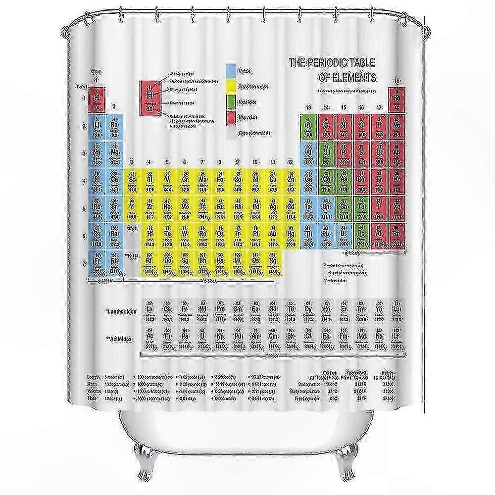 Wasserdichter Duschvorhang Aus Polyester, Periodensystem-muster, Einzigartige Badezimmerdekoration, Wasserabweisendes Material, Für Den Täglichen Gebrauch, Standardgröße.