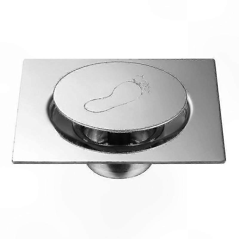 Verdeckter Bodenablauf Aus Edelstahl (15x15) Mit Federbelastetem Druckmechanismus, Verdecktem Push-to-open-ablauf, Flachem Duschablauf, Bodenbündigem Ablauf, Edelstahlrost Und Geruchskontrollsystem.