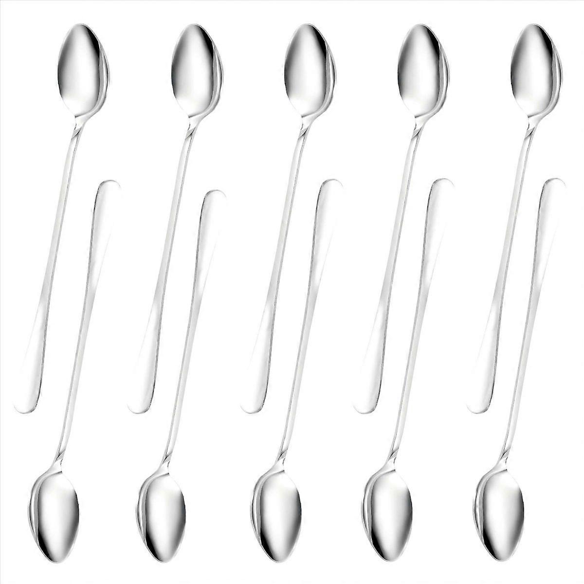 6 Langstielige Edelstahllöffel Für Kaffee, Tee Und Eiscreme – Robustes Dessertbesteck, Edelstahl, 6er-set