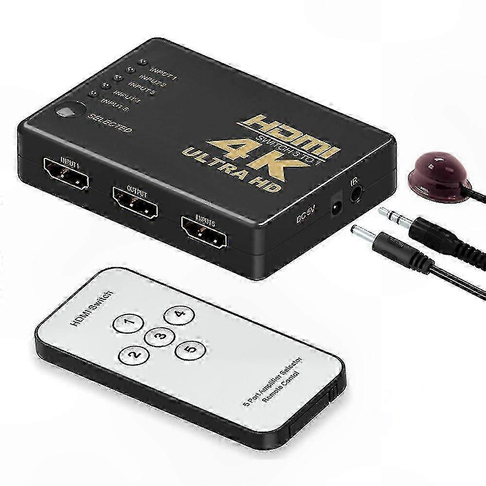 5-port 4k Hdmi-umschalter, Intelligenter Ultra Hd-splitter Für Mehrere Quellen, Automatische Und Manuelle Umschaltung, Hd-kompatibel