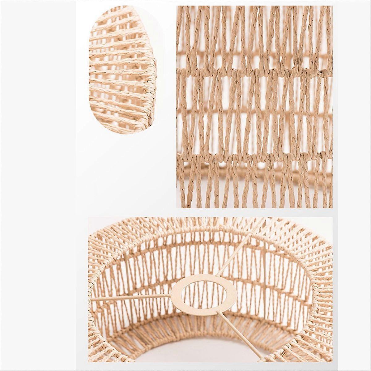 Lampenschirm Aus Papierseil Für Deckenleuchte, 30x15cm, Natürlicher Farbton, Warmes Licht, Dekorative Pendelleuchte, Elegantes Webdesign.