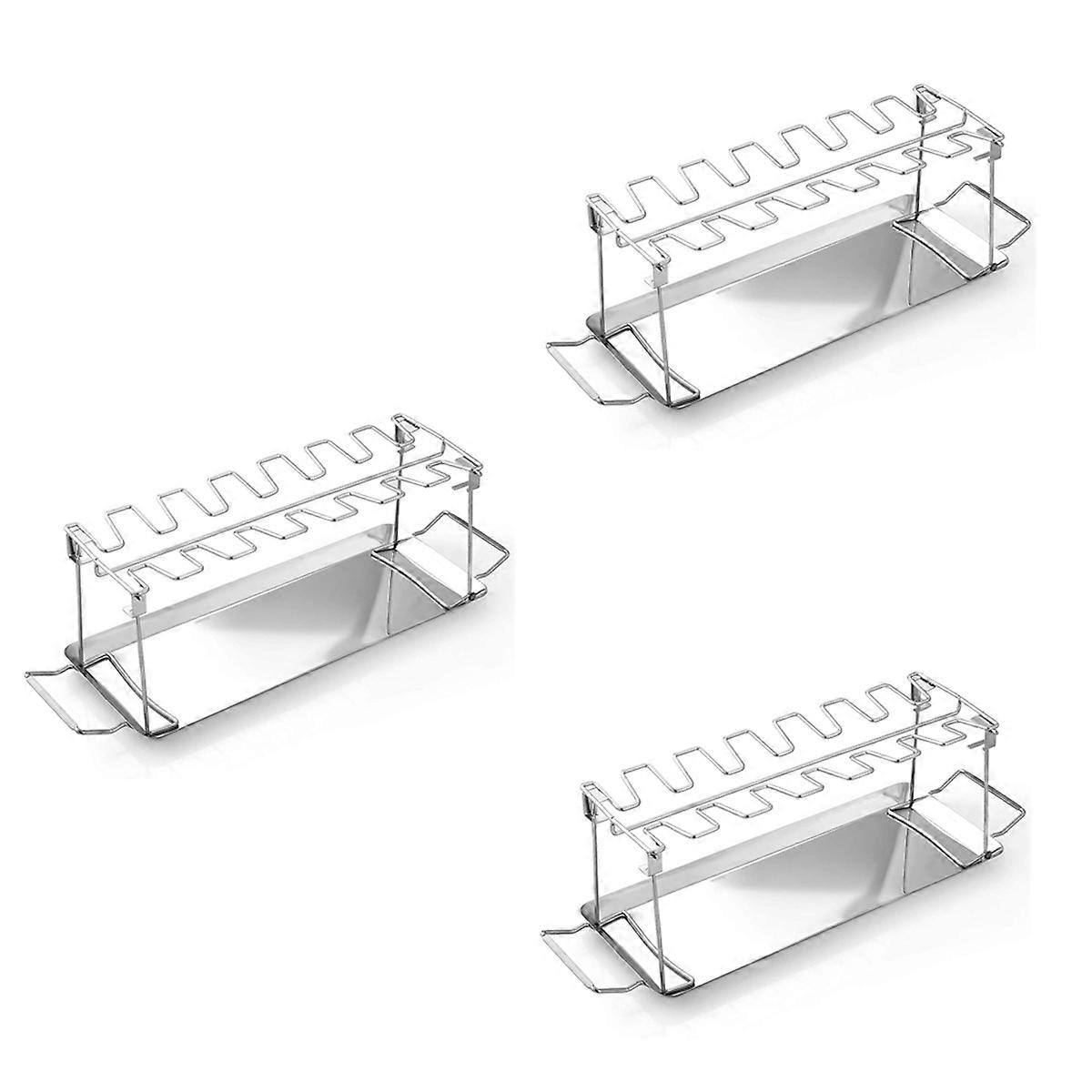 Grillrost Für Hähnchenflügel Und -keulen, Drehspieß-zubehör Für Backofen Und Grill, Küchenutensil Aus Stahl, Praktischer Grillständer, 2er-set, Für Gesundes Und Schmackhaftes Kochen.
