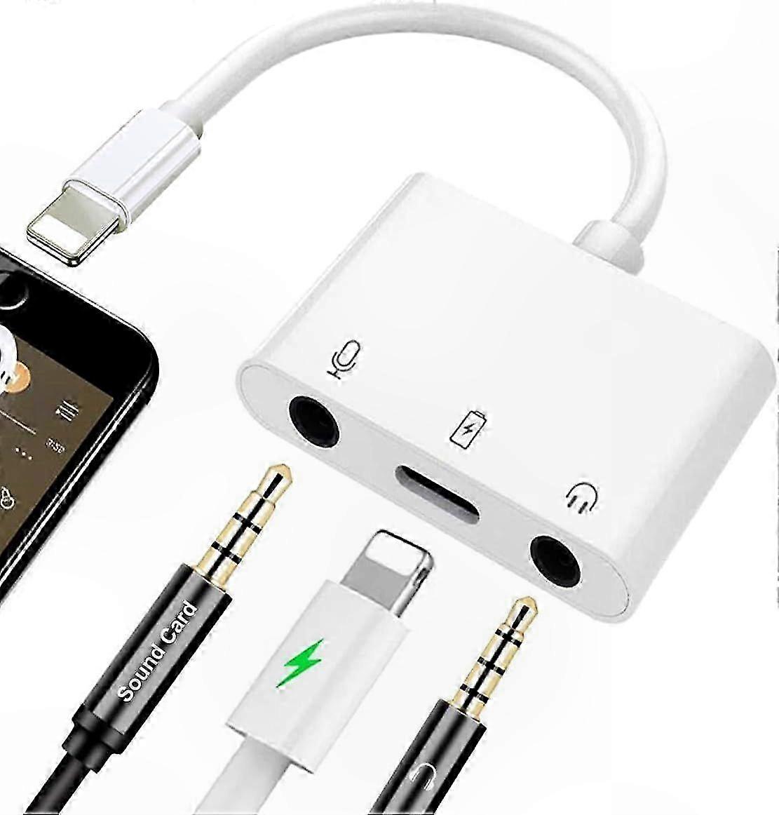 Lightning-auf-mikrofon- Und 3,5-mm-klinkenadapter Für Live-streaming-mikrofonanschluss, Ios-audioanschluss Für Echtzeitübertragungen