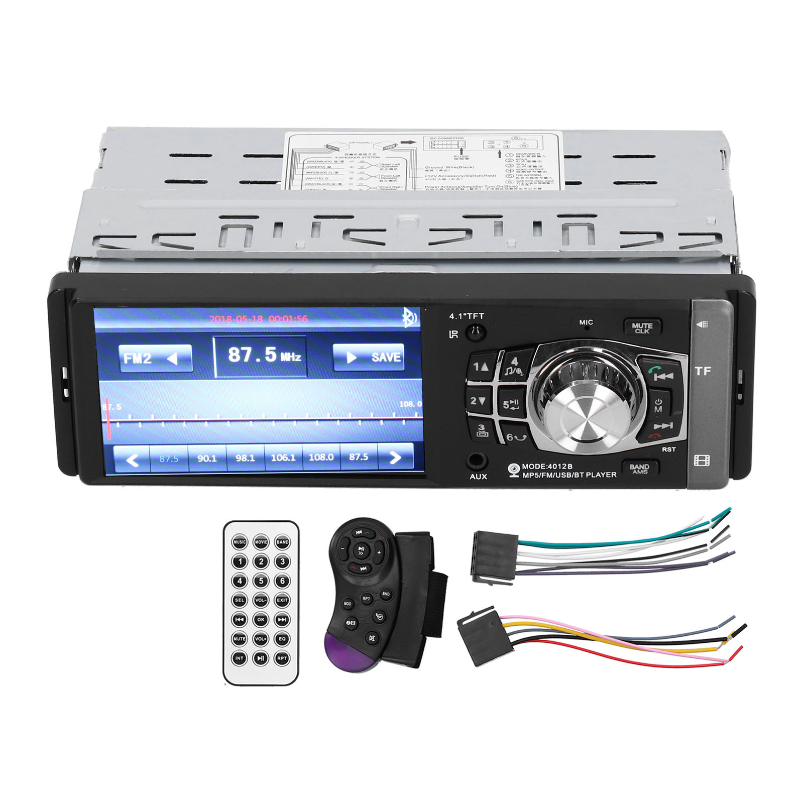 Autoradio Mit Mp5-player, Bluetooth 4.1, 7-zoll-hd-bildschirm, Stereo-fm-radio, Mp3- Und Mp4-player, Kartenleser, Ladegerät Und Rückfahrkamera