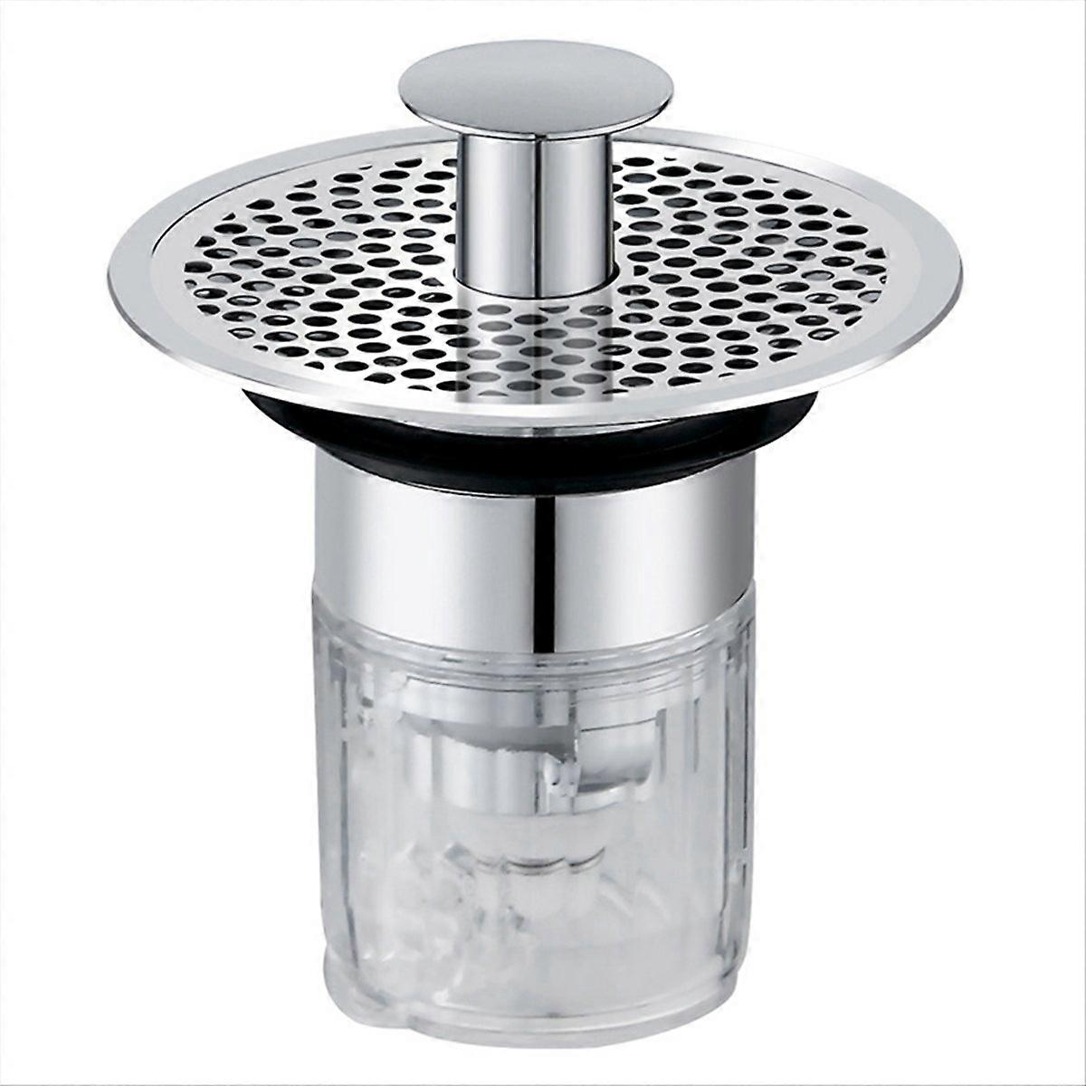 Spülbeckenablauf Mit Geruchsfilter, Edelstahl-spülbeckensieb, Küchenspülen-ablaufeinsatz, Universeller Bodenablauf, Wiederverwendbarer Abflussstopfen, Robustes Sanitärzubehör.