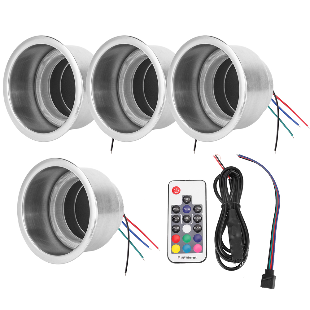 Set Mit 4 Rgb-led-getränkehaltern 12v Dc Für Auto, Boot, Wohnmobil, Lkw Mit Fernbedienung