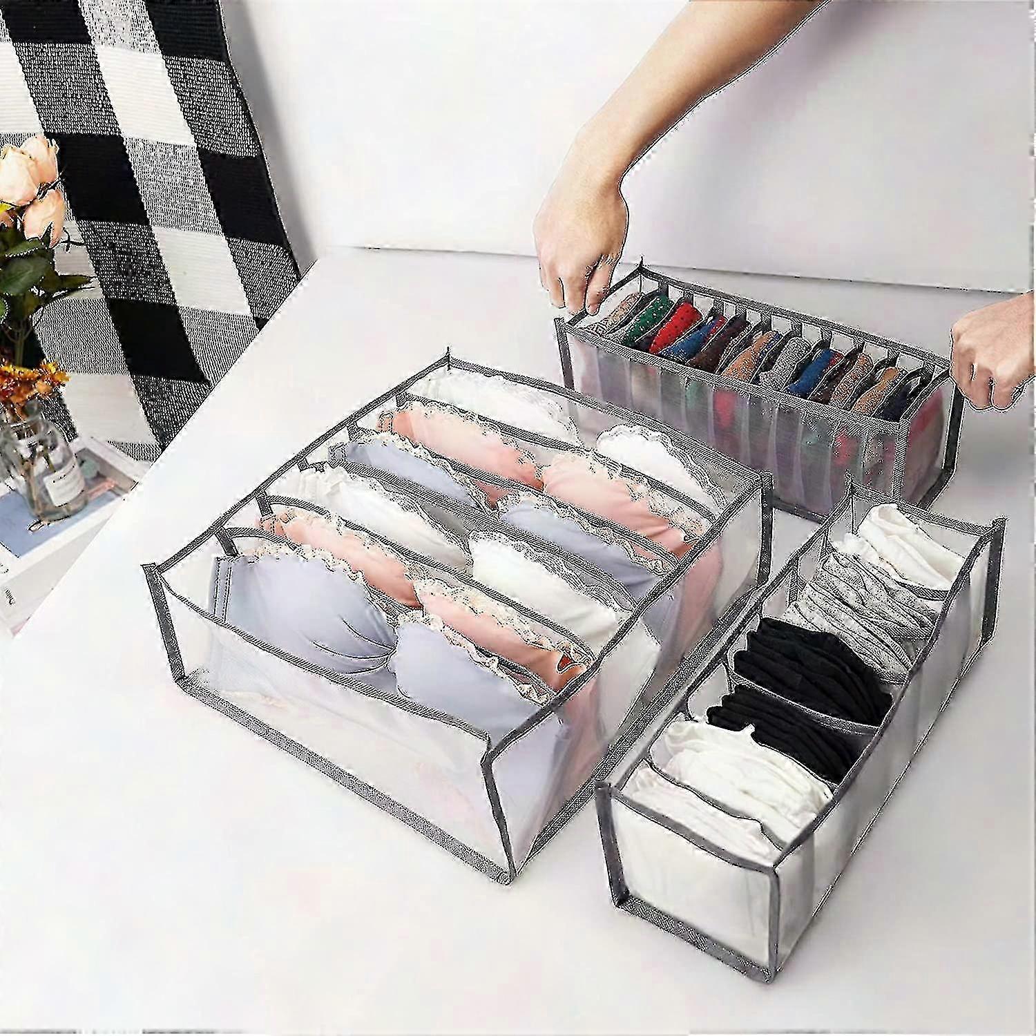 Schubladenorganizer Für Unterwäsche, Socken Und Bhs Mit Fächern, Faltbare Aufbewahrungsbox Für Die Kommode, Ideal Für Dessous, Socken Und Kleidung, Kleine Größe