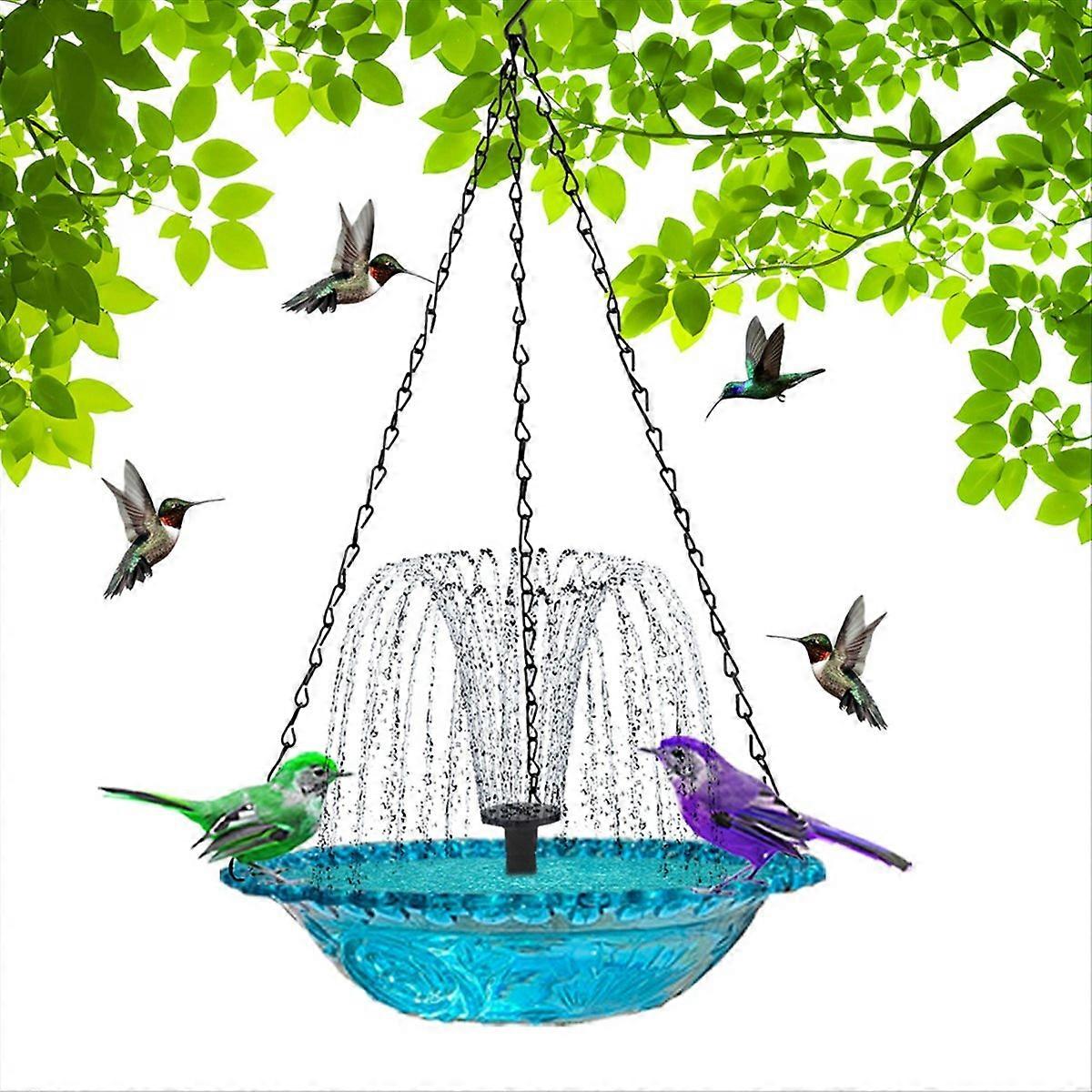 Hängendes Solar-vogelbad Für Den Garten, Außenbrunnen Mit Pumpe, Dekoratives Harzbecken, 1 Stück, Solarbetrieben.