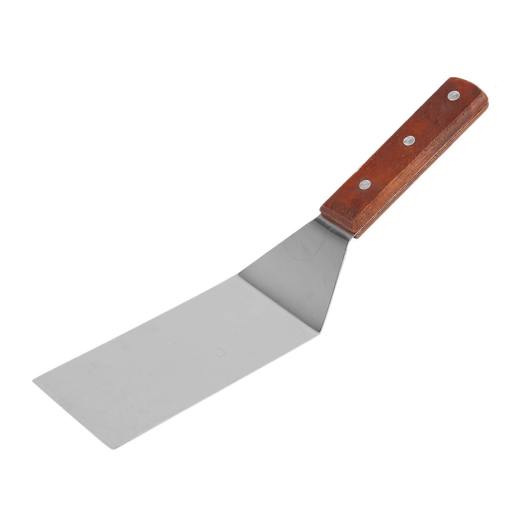 Pizzaspatel Aus Edelstahl Mit Holzgriff, Flacher Löffel Für Pfanne Und Backblech
