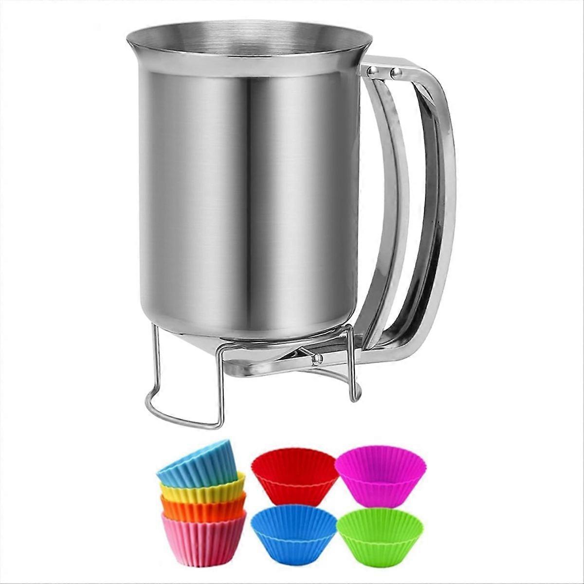 2-in-1 Teigportionierer Aus Edelstahl, 800 Ml, Backwerkzeug Mit Ergonomischem Griff