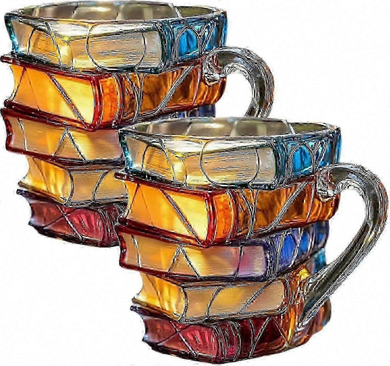 3d-bemalte Buchtasse – Originelle Tasse In Form Eines Bücherstapels, Ideales Geschenk Für Leser Und Bücherliebhaber