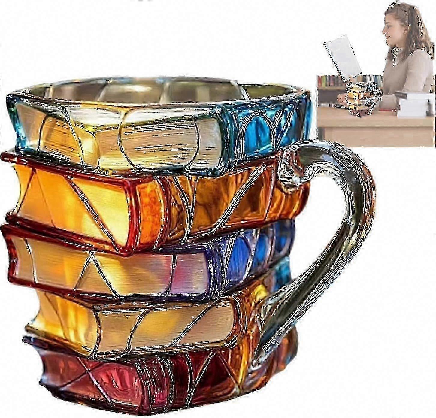 Originelle 3d-buchtasse – Tasse In Form Eines Romanstapels – Geschenk Für Begeisterte Leser