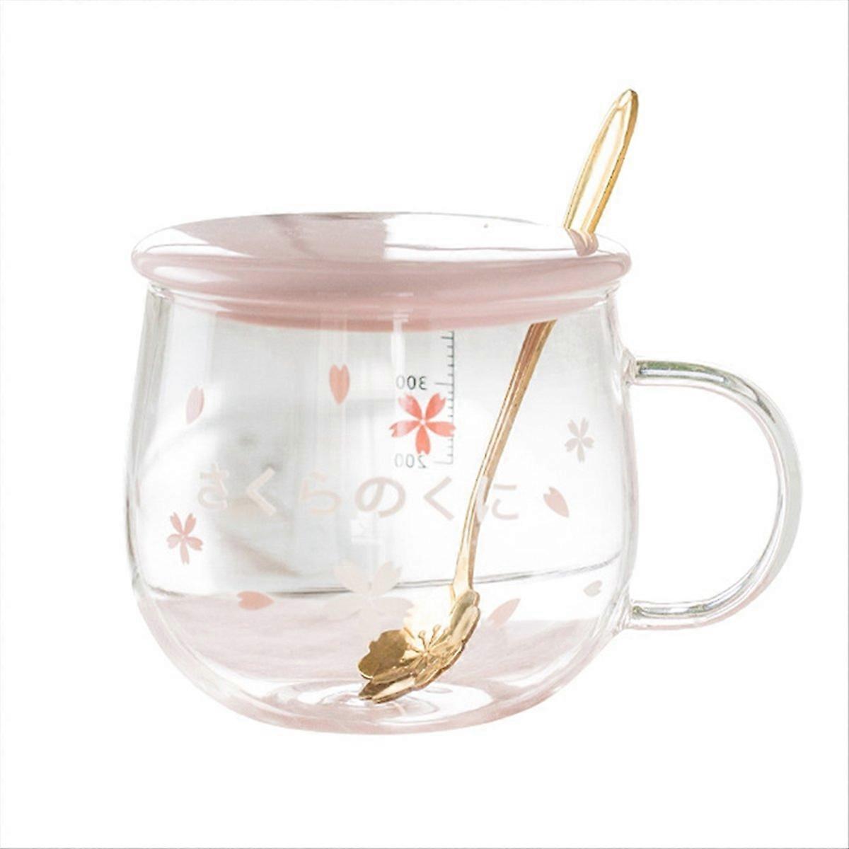 400-ml-kaffeebecher Aus Glas Mit Henkel Und Deckel, Inklusive Löffel, Ideal Für Tee Und Heißgetränke