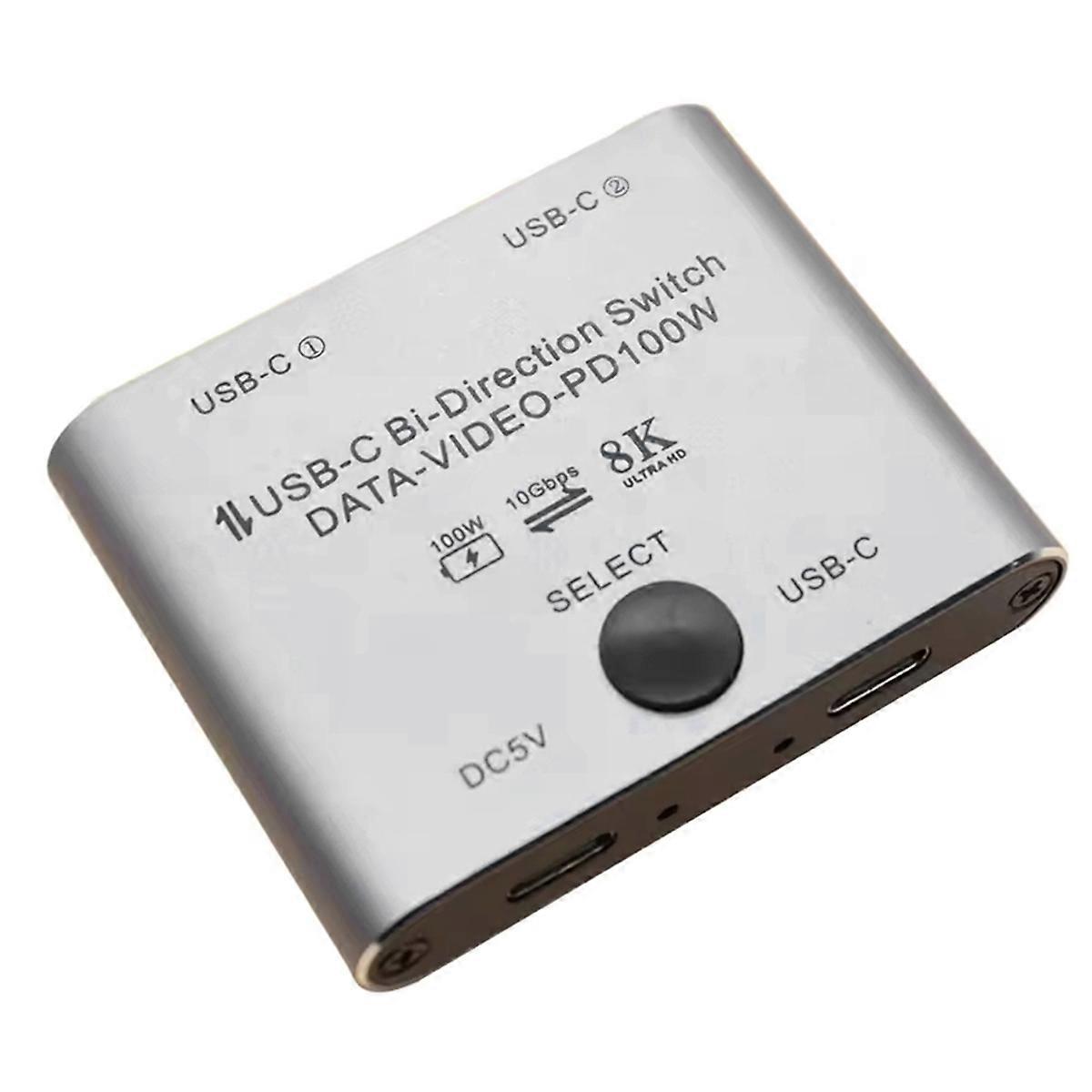 8k 60hz Bidirektionaler Usb-c Kvm-switch, Zweiwege-switch Mit Splitter, Kompatibel Mit Macbook Und Pc, Unterstützung Für Hochauflösendes Video, Kompaktes Design, 8k-modell, Für Multitasking Und Produk