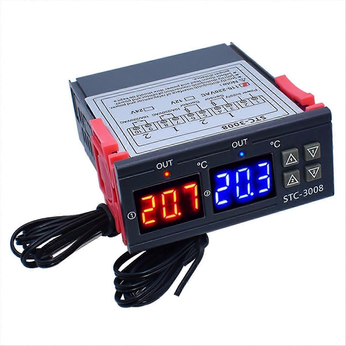 Digitaler Temperaturregler -3008, Relais Mit Zwei Ausgängen, Digitaler Temperaturregler Mit Zwei Relaisausgängen, Din-schienengehäuse, Hohe Genauigkeit