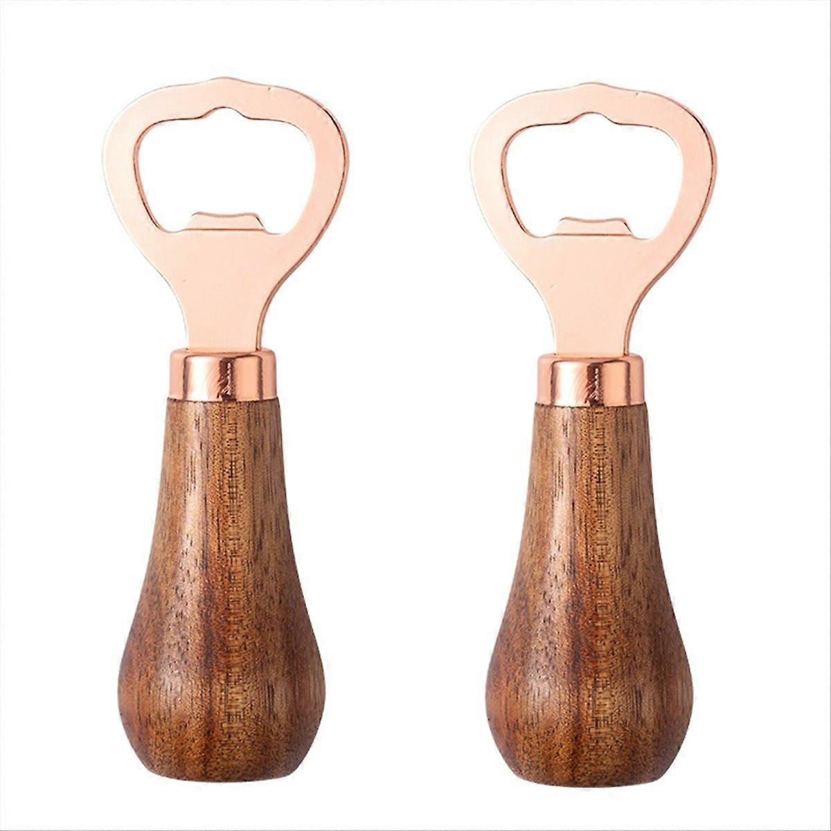 Flaschenöffner Aus Edelstahl Mit Roségoldfarbenem Holzgriff, Für Bier Und Limonaden