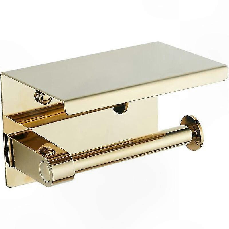 Wandregal Fürs Badezimmer Mit Toilettenpapierhalter, Goldfarben, Aus Edelstahl 304, Dekoratives Wohnaccessoire